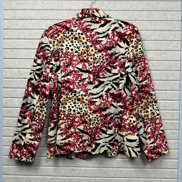 Bern & Mort Women’s 14 Coral Reef Animal Print Blazer Jacket Button Front - Picture 2 of 9